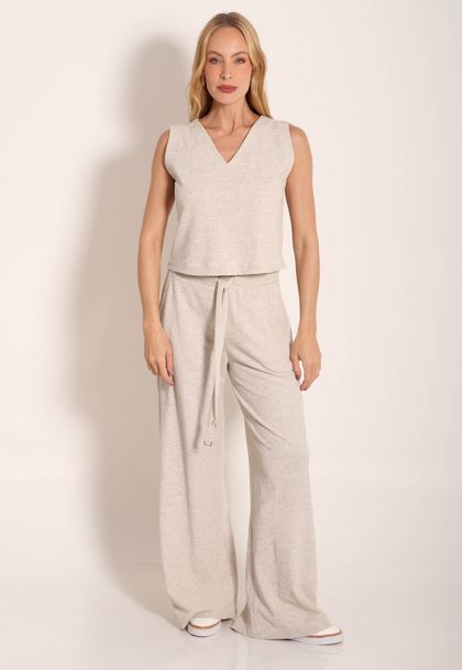 Calça Singapura Pantalona Com Cordão